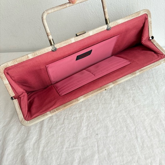 HOBO International Genuine Leather Neutral Animal Print Satchel Clutch Bag - Picture 13 of 17